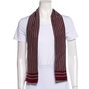 Dior Red and Gray Striped Scarf